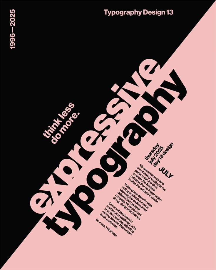 Pink and black expressive typography poster study