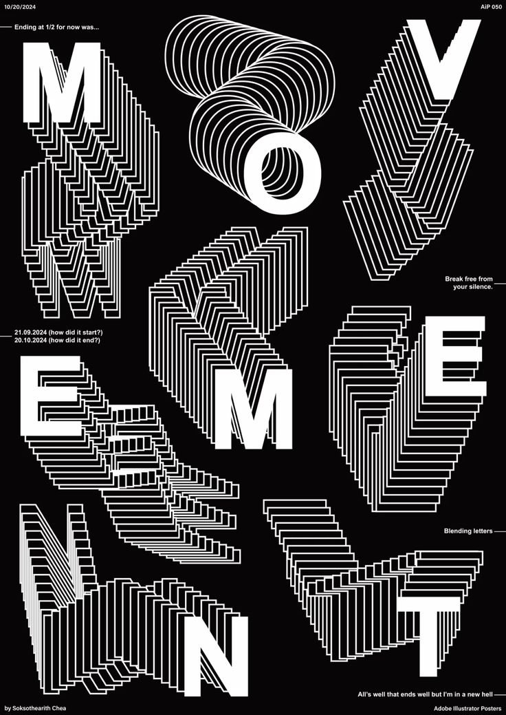 Black and white dynamic typography poster