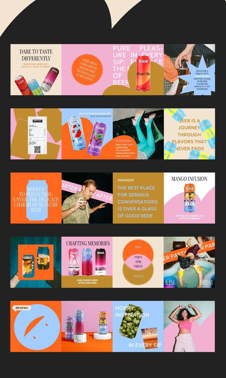 Colorful brewery social media feed design system